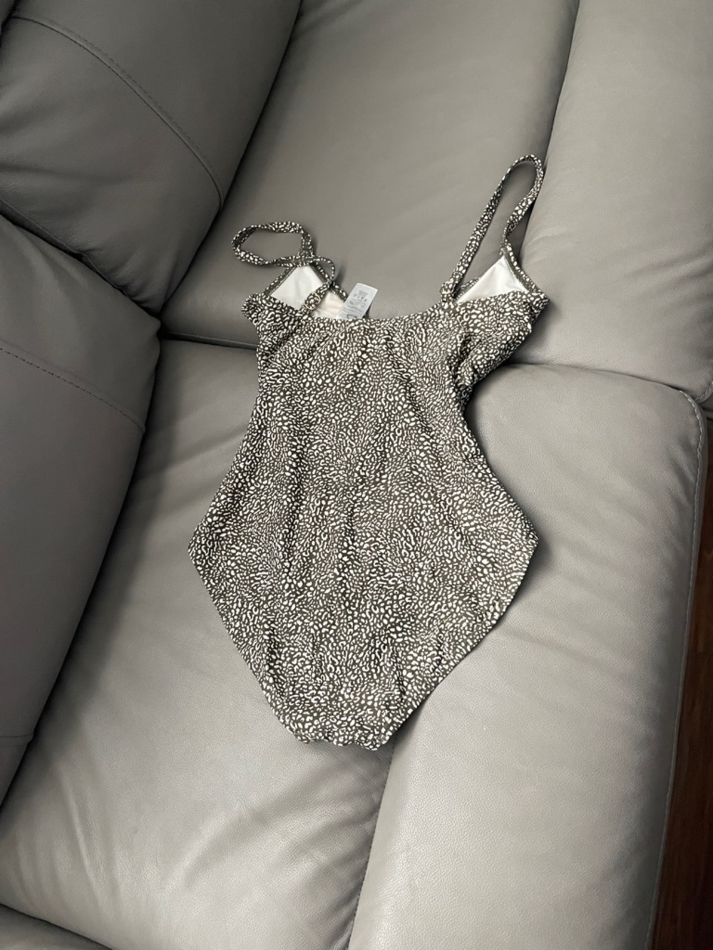 Women’s One-Piece Swimsuit in Olive Green Print - Picture 2 of 3